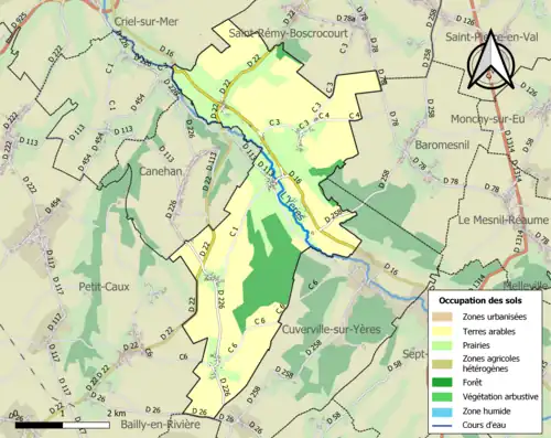 Carte en couleurs présentant l'occupation des sols.