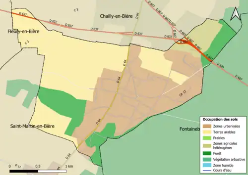 Carte en couleurs présentant l'occupation des sols.