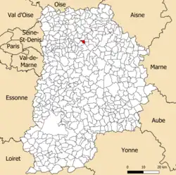 Localisation dans le département de Seine-et-Marne.