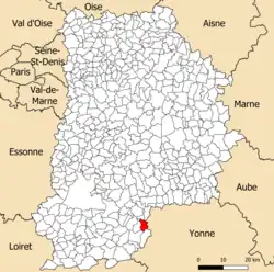 Localisation dans le département de Seine-et-Marne.