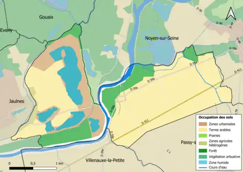 Carte en couleurs présentant l'occupation des sols.