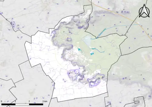 Carte montrant en couleurs le relief d'une commune