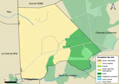 Carte des infrastructures et de l'occupation des sols en 2018 (CLC) de la commune.