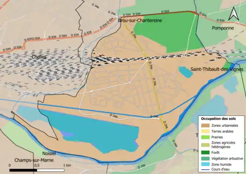 Carte en couleurs présentant l'occupation des sols.