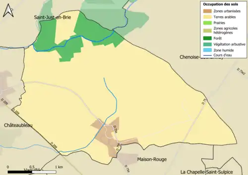 Carte des infrastructures et de l'occupation des sols en 2018 (CLC) de la commune.