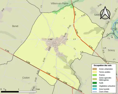 Carte en couleurs présentant l'occupation des sols.