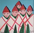 Mohamed Hamri "Jeunes marocains" Huile sur panneau 46x48 cm
