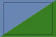 Rectangle divisé en diagonal du coin inférieur gauche au coin supérieur droit avec la moitié gauche en gris et la moitié droite en vert
