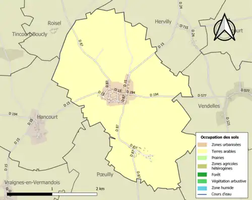 Carte en couleurs présentant l'occupation des sols.