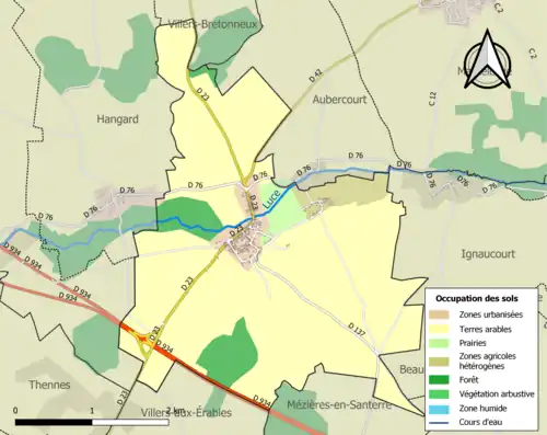Carte en couleurs présentant l'occupation des sols.