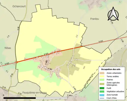 Carte en couleurs présentant l'occupation des sols.