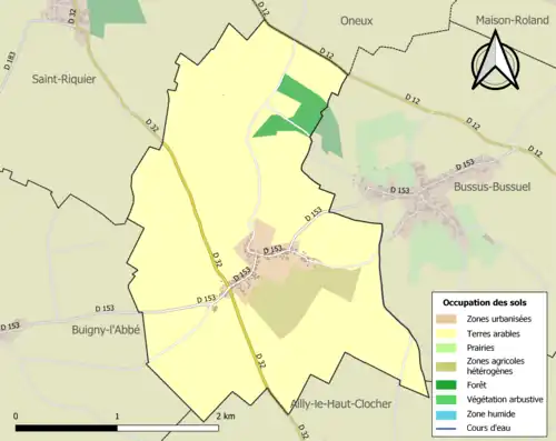 Carte en couleurs présentant l'occupation des sols.