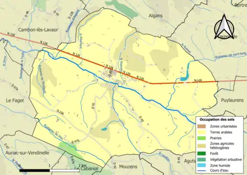 Carte en couleurs présentant l'occupation des sols.