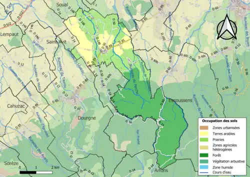 Carte en couleurs présentant l'occupation des sols.
