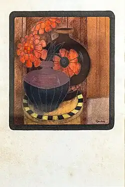 Vase aux zinnias rouges