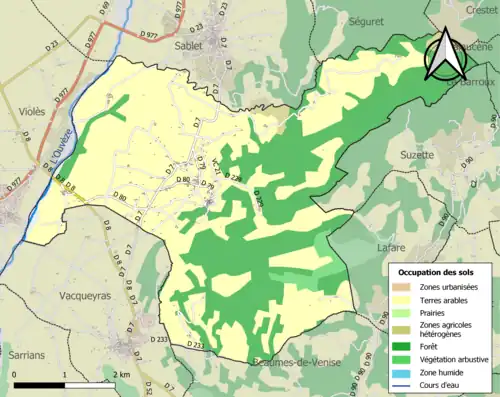 Carte en couleurs présentant l'occupation des sols.