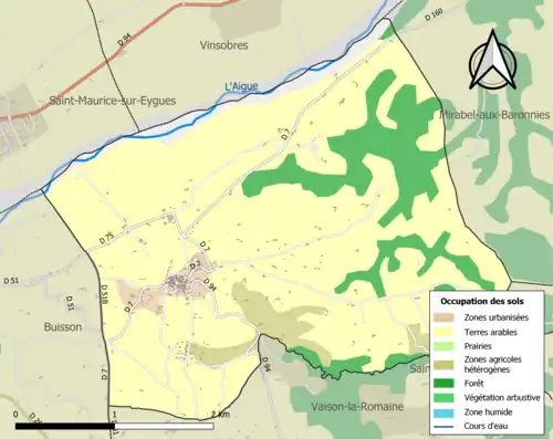 Carte en couleurs présentant l'occupation des sols.
