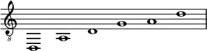 \new Staff \with { midiInstrument = "acoustic guitar (nylon)" \remove "Time_signature_engraver"}{\time 6/1\clef "G_8" {d,1 a, d g a d'}}
\midi {
    \context {
      \Score
      tempoWholesPerMinute = #(ly:make-moment 100 2)
   }}

