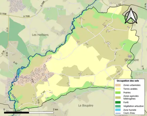 Carte en couleurs présentant l'occupation des sols.
