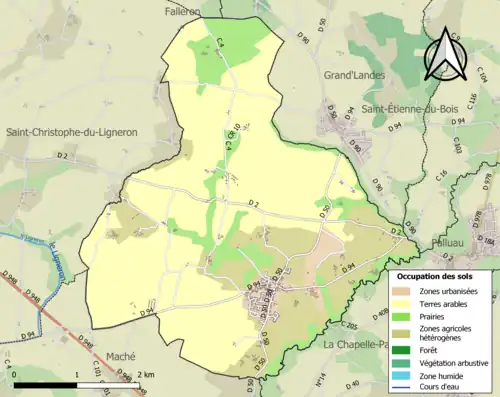 Carte en couleurs présentant l'occupation des sols.