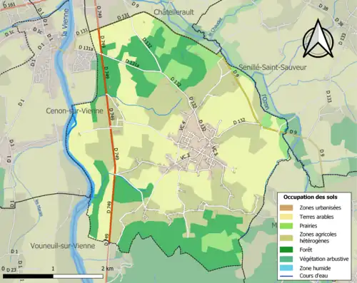 Carte en couleurs présentant l'occupation des sols.