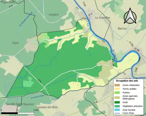 Carte en couleurs présentant l'occupation des sols.