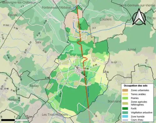 Carte en couleurs présentant l'occupation des sols.