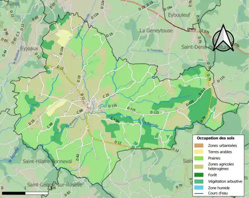 Carte en couleurs présentant l'occupation des sols.