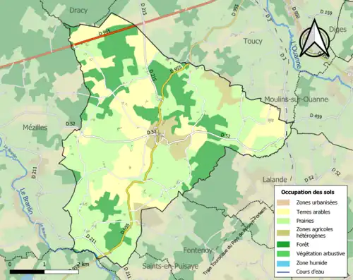Carte en couleurs présentant l'occupation des sols.