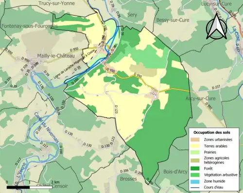 Carte en couleurs présentant l'occupation des sols.