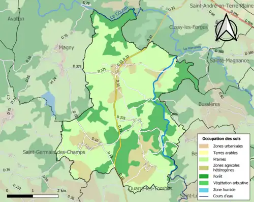 Carte en couleurs présentant l'occupation des sols.