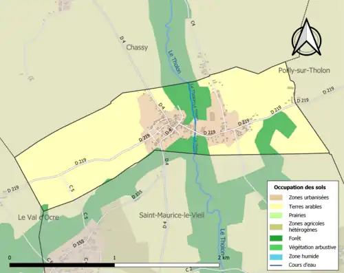 Carte en couleurs présentant l'occupation des sols.