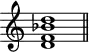 
\header {
  tagline = ##f
}

\score {
  \new Staff \with {
    \remove "Time_signature_engraver"
  }
  \relative c'' {
    \key c \major
    \time 9/1
    \tempo 1 = 60
    \autoBeamOff
    \clef treble
    \override Rest #'style = #'classical

      << d,1 f bes d >>

    \bar "||"
  }
  \layout {
    \context {
      \Score
      \remove "Metronome_mark_engraver"
    }
  }
  \midi {}
}

