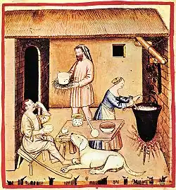 Préparation du fromage, Tacuinum sanitatis.