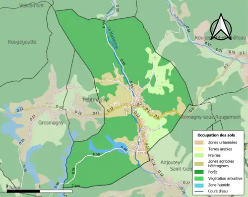 Carte en couleurs présentant l'occupation des sols.