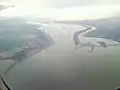 barrage de Čunovo et début du canal de dérivation.