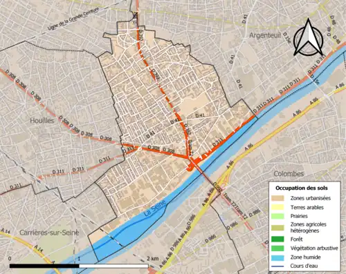Carte en couleurs présentant l'occupation des sols.