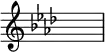 {\key aes\major\override Staff.TimeSignature.stencil=##f \skip 1}\layout {indent = #0 line-width = #26 ragged-last = ##f}