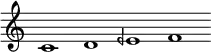 \relative c' { \cadenzaOn \omit Staff.TimeSignature \tempo 1 = 90 \set Score.tempoHideNote = ##t c1 d eeh f }