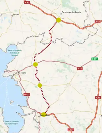 Carte centrée sur le marais poitevin.