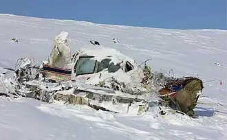 L'épave du vol 51, photographié après l'accident.