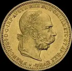 Pièce de 20 couronnes en or de 1905.