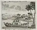 Gravure néerlandaise de 1724 décrivant le meurtre du "roi de Macassar".
