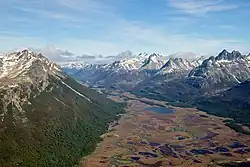 Vue aérienne de la vallée Carbajal.