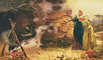 Une visite à la sorcière, peinture d'Edward Frederick Brewtnall de 1882