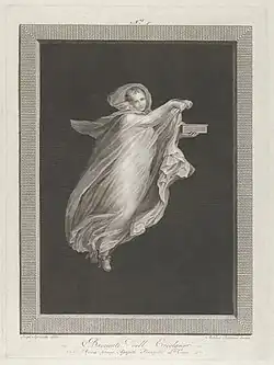 Una baccante che indossa uno scialle con cappuccio e che tiene una scatola nella mano sinistra, su uno sfondo nero all'interno di una cornice rettangolare (Une bacchante portant un châle à capuchon et tenant une boîte dans sa main gauche, sur un fond noir à l'intérieur d'un cadre rectangulaire) Entre 1795 et 1820