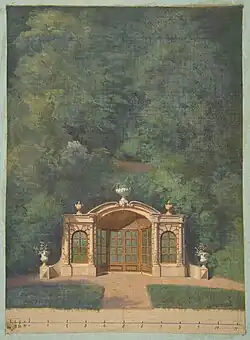 Un pavillon de jardin dans un paysage forestier, avec Eugène-Pierre Gourdet, n. d. (Metropolitan Museum of Art).