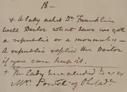 Texte manuscrit ancien en écriture cursive noire sur fond beige clair, légèrement jaunâtre. Le texte est dense avec des phrases courtes et des abréviations, et le numéro "18-" est en haut à gauche.