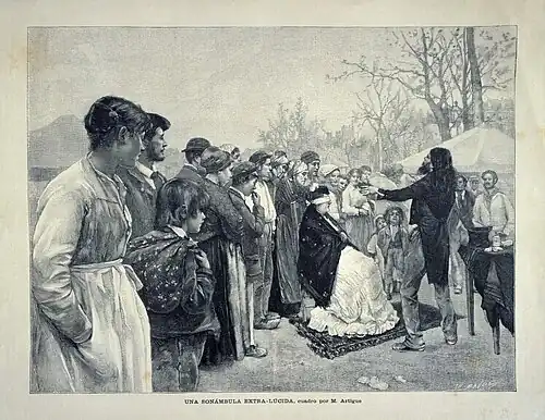 Une somnambule extra-lucide, gravure de la fin du XIXe&nbsp;siècle.