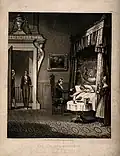 A physician arguing with his wealthy patient who is bed, aquatinte (Wellcome Collection).